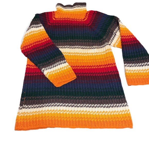 Vintage EXP Jeans No.4 Striped Mock Turtleneck Sweater Women’s Large Boho Retro - Picture 4 of 12